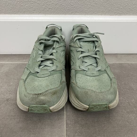 Hoka One One Clifton L Suede Mens Size 9/Womens 10 Green Sneakers Shoes